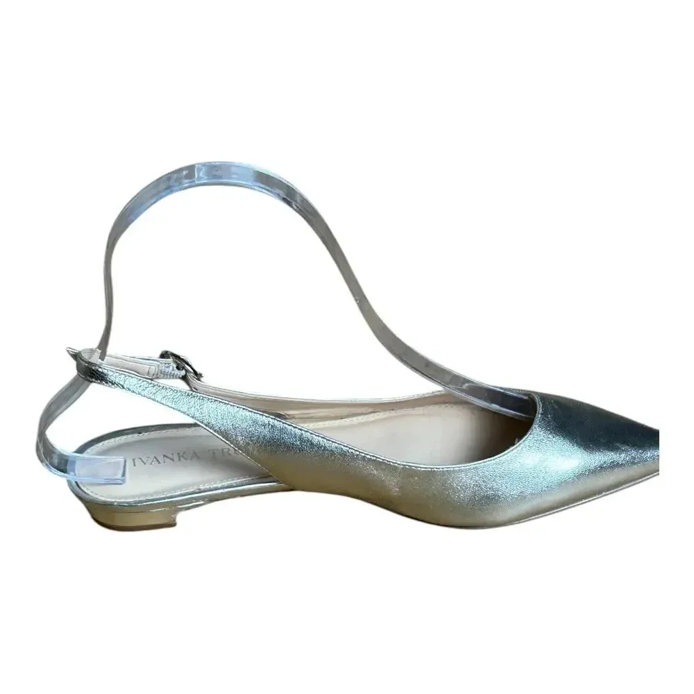 Ivanka Trump Gold Sling Back Size 6 Pointed Toe Flats Buckle Sandals Women’s